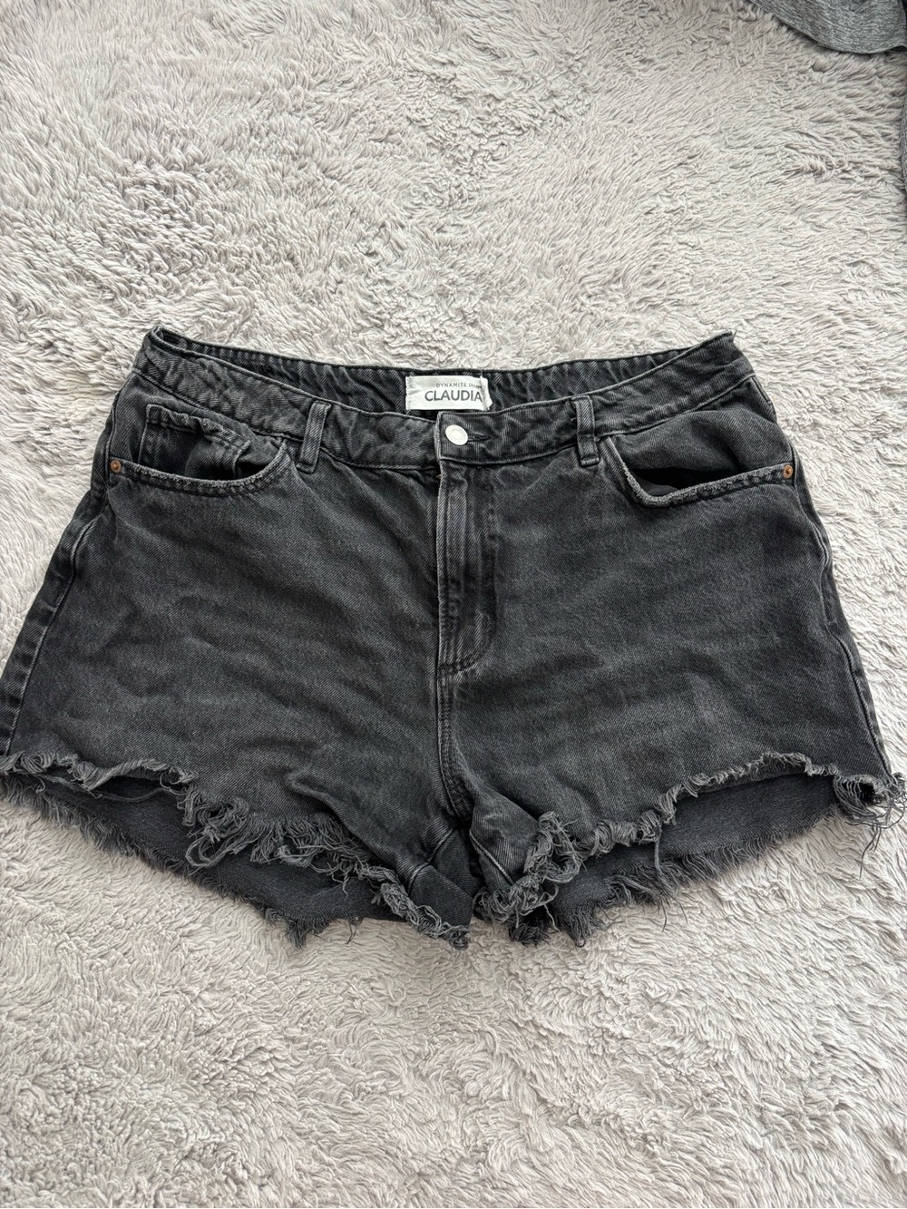 Dynamite Black Denim Frayed Hem Women's Shorts